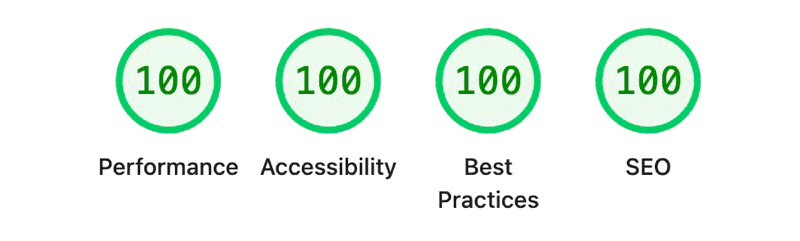 Perfect lighthouse score across all metrics